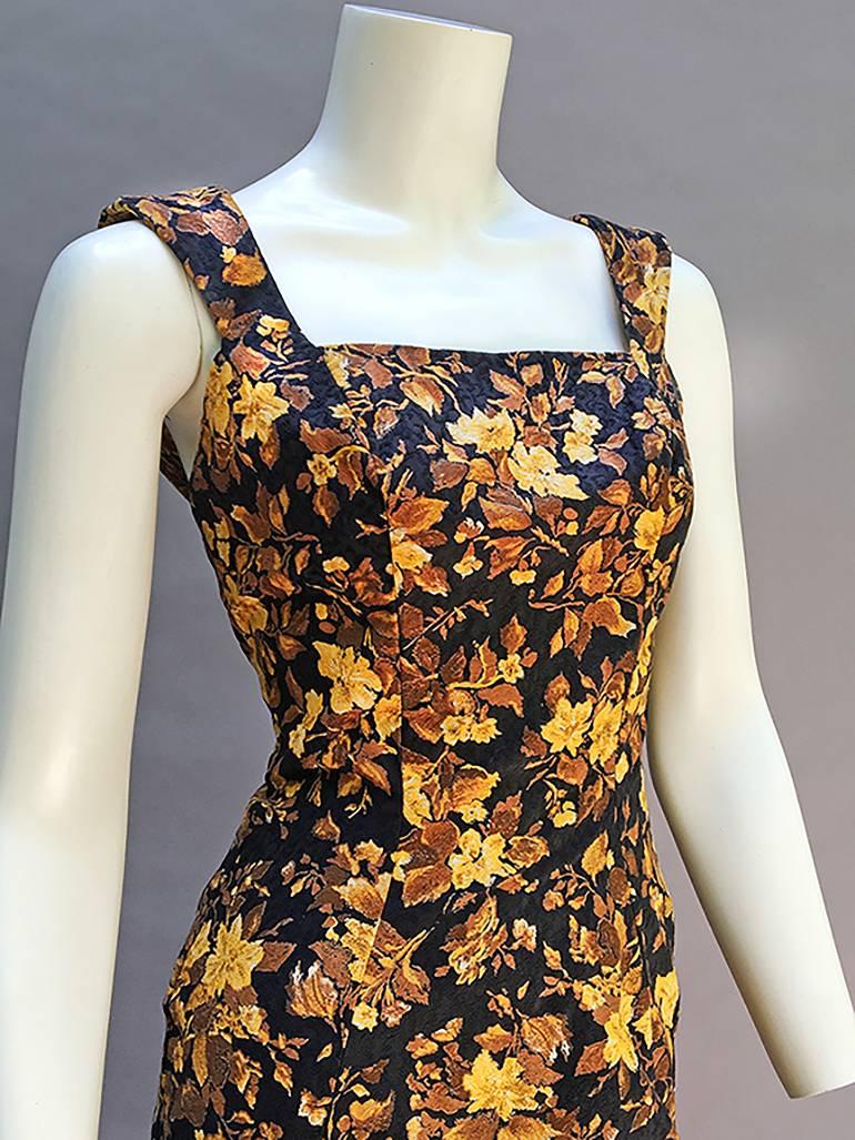 50s Estevez Floral  Damask Dress For Sale 1