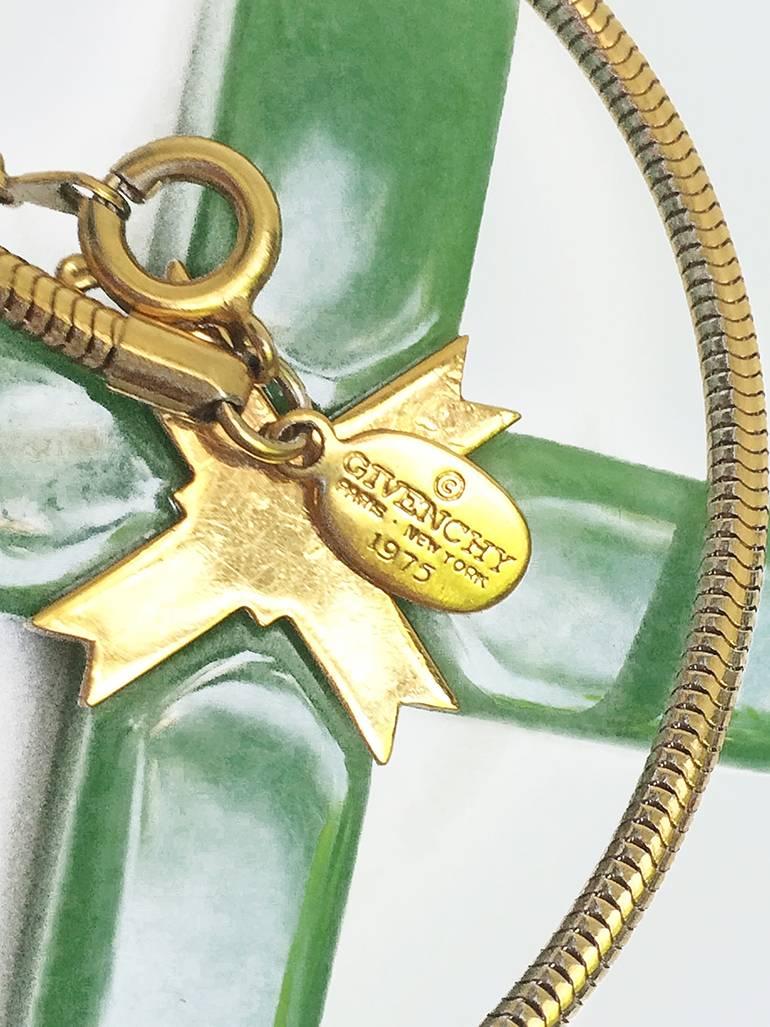 1975  Givenchy Jade Green Cross Necklace 1