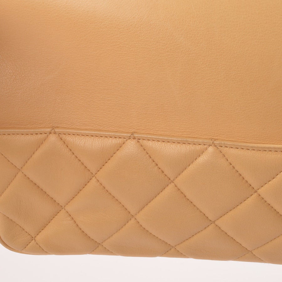Chanel Beige Calfskin Leather Shopping Tote For Sale 5