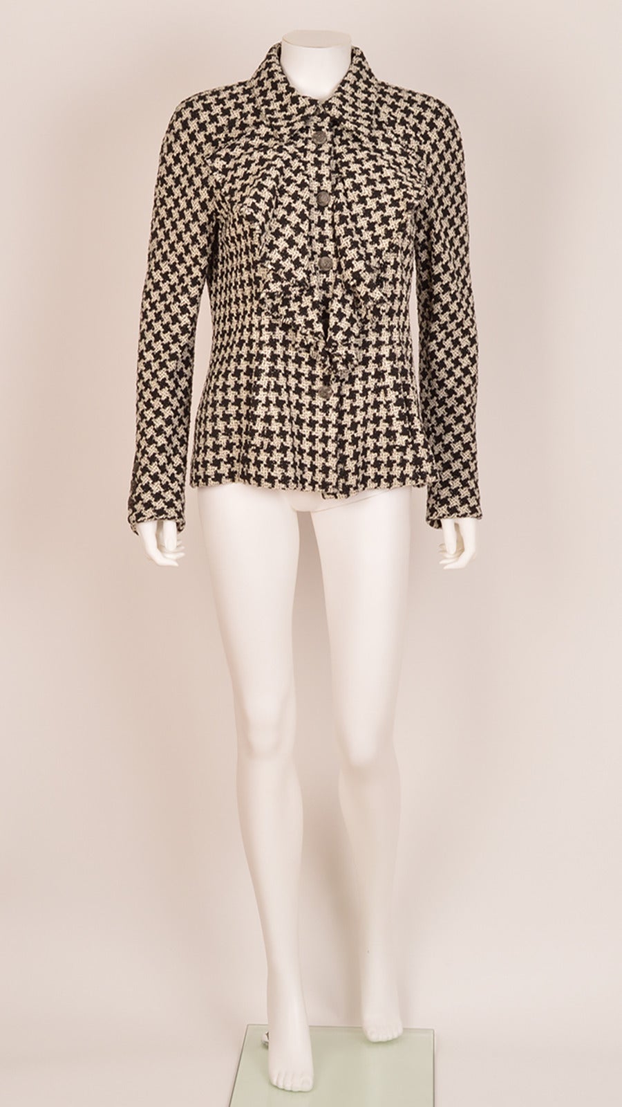 Chanel Black & White Check Tweed Jacket