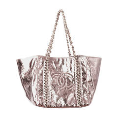 Chanel Metallic Silver Shopping Tote
