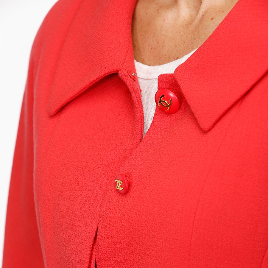 Chanel Coral Crepe Jacket For Sale 2