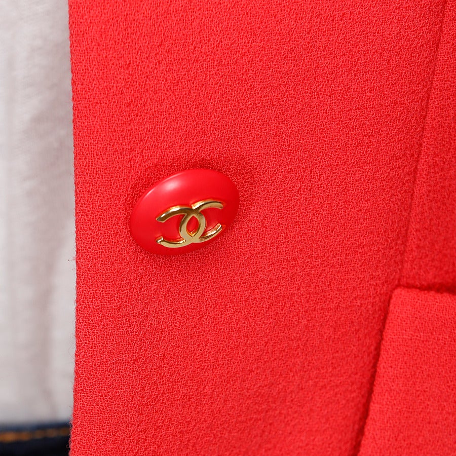 Chanel Coral Crepe Jacket For Sale 3