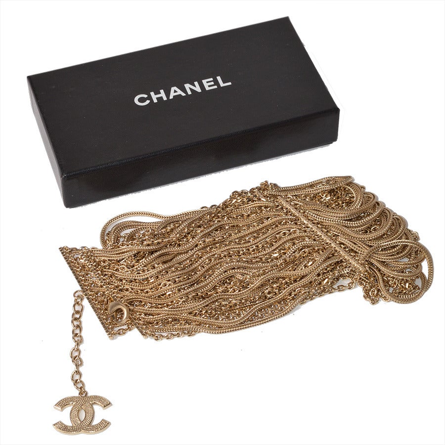 Chanel Silver Tone Multi-Strand Chain Belt For Sale 2