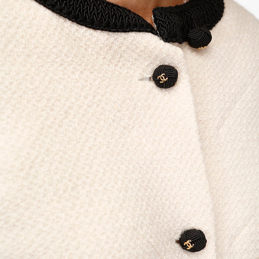 Chanel Ivory Tweed Jacket with Black Trim 2