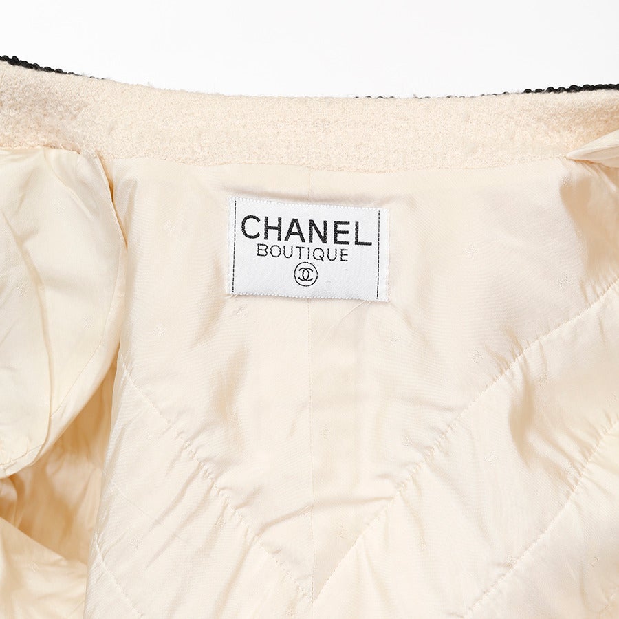 Chanel Ivory Tweed Jacket with Black Trim 6