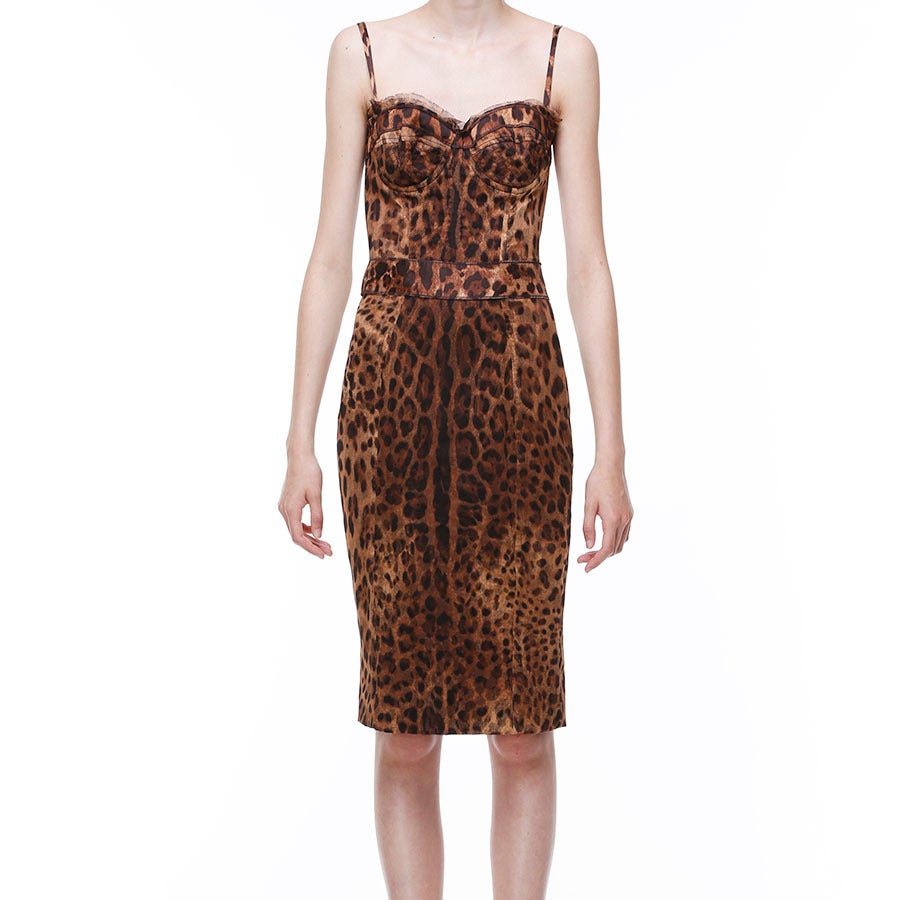 Dolce & Gabbana Leopard Print Silk Corset Dress 1