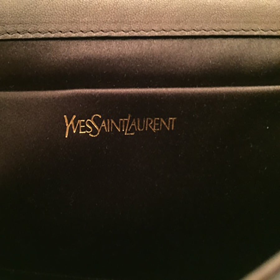 YSL, Yves Saint Laurent Brown Leather Gold Ligne Y Clutch For Sale 2