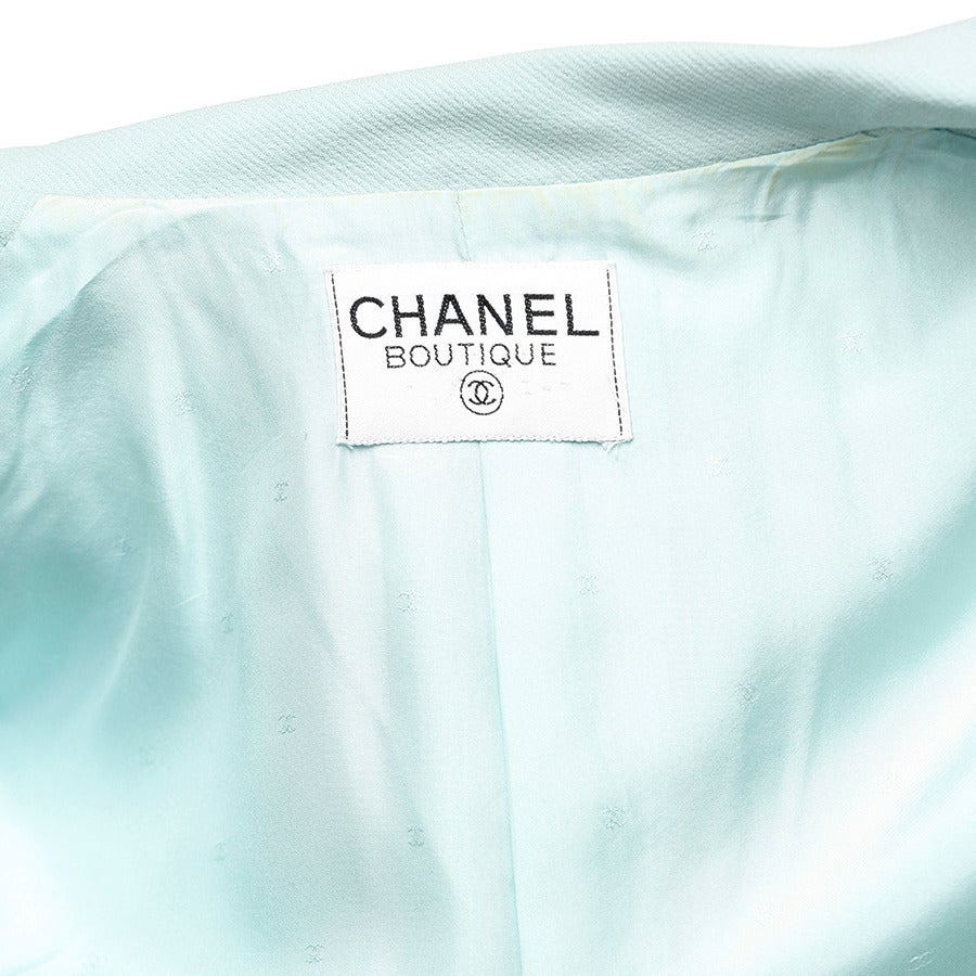 Chanel Aqua Wool Crepe Double Breasted Blazer 3