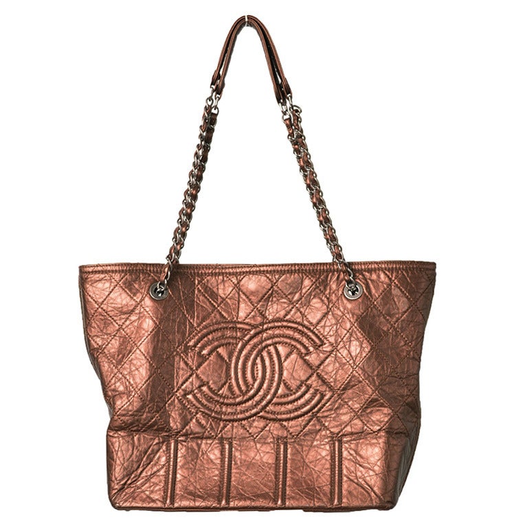 Chanel Bronze Metallic Shopping Tote For Sale