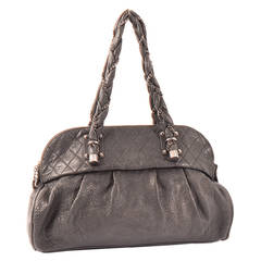 Used Chanel Black Quilted Lambskin Leather Lady Braid Bowler Bag