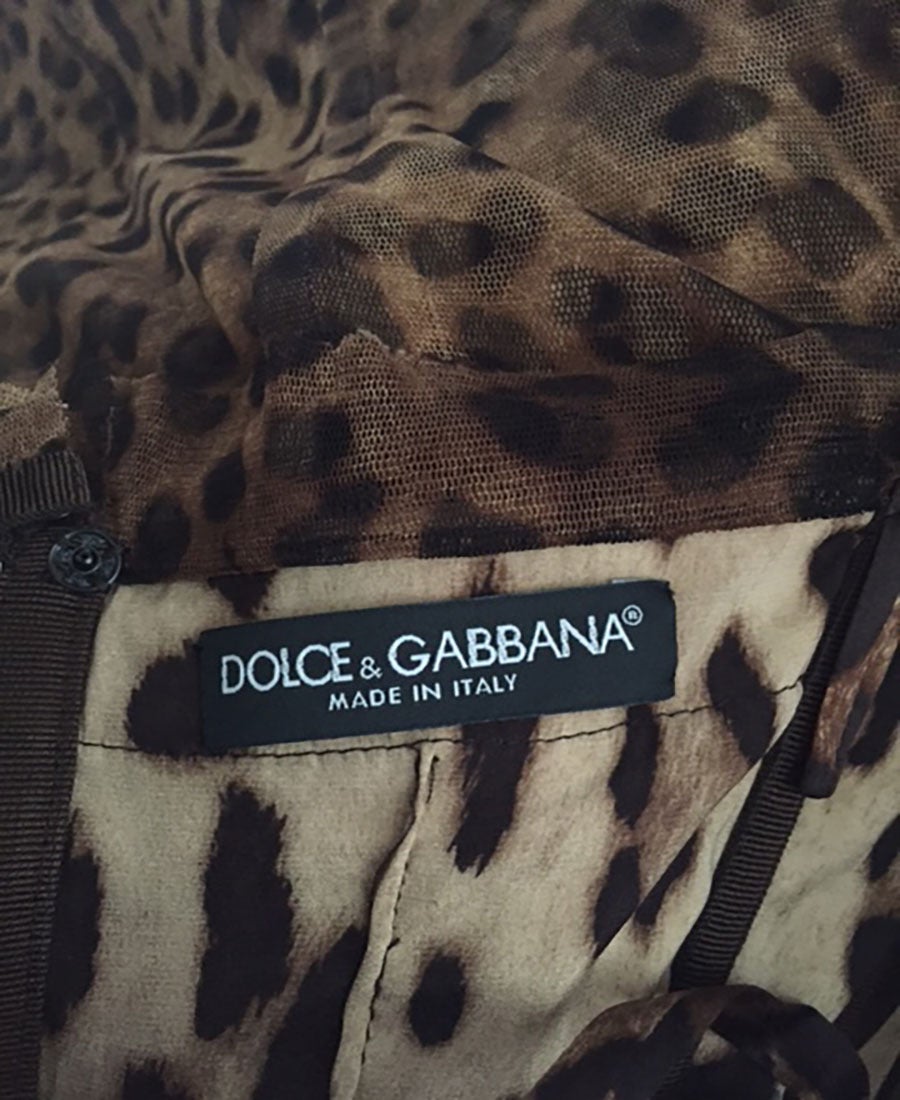 Dolce & Gabbana Leopard Print Silk Corset Dress 4