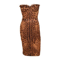Dolce & Gabbana Leopard Print Silk Corset Dress