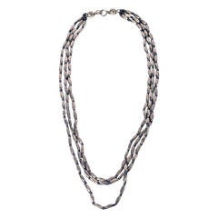Chanel Multi-Strand Silver Necklace with Thread Detail