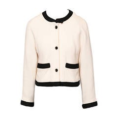 Chanel Ivory Tweed Jacket with Black Trim