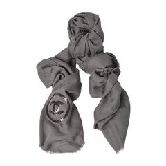 Used Chanel Grey Cashmere Scarf