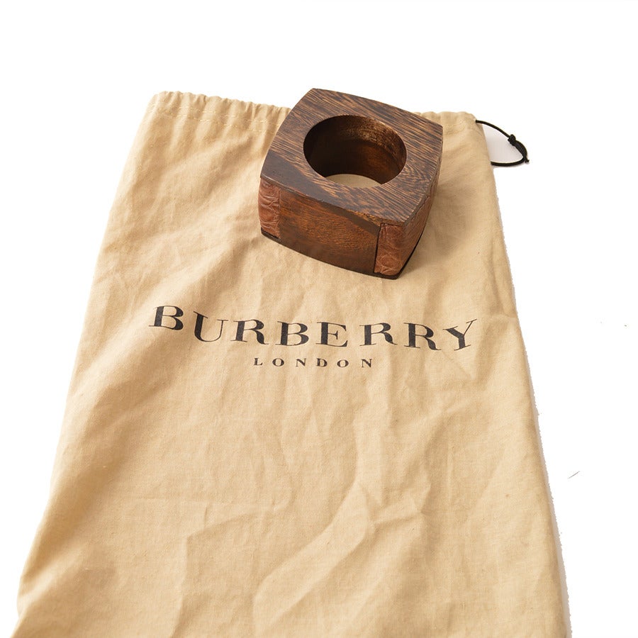 Burberry Leather and Wood Square Bangle For Sale 1