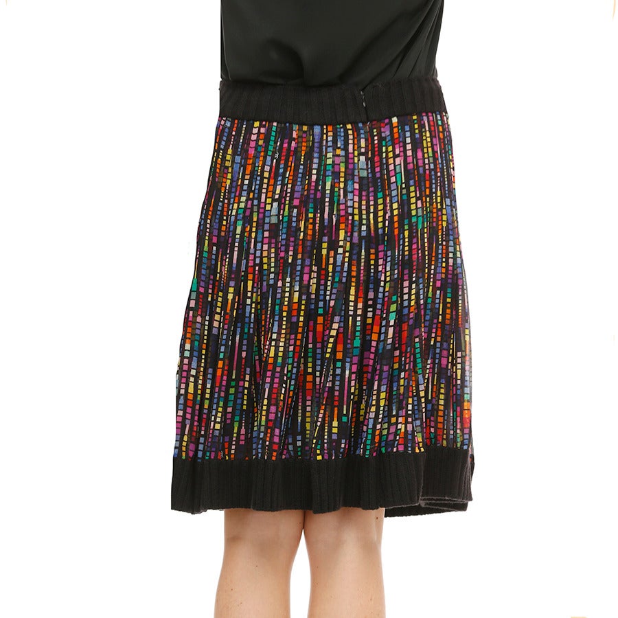 CHANEL Neon Print Silk Chiffon Skirt For Sale 2