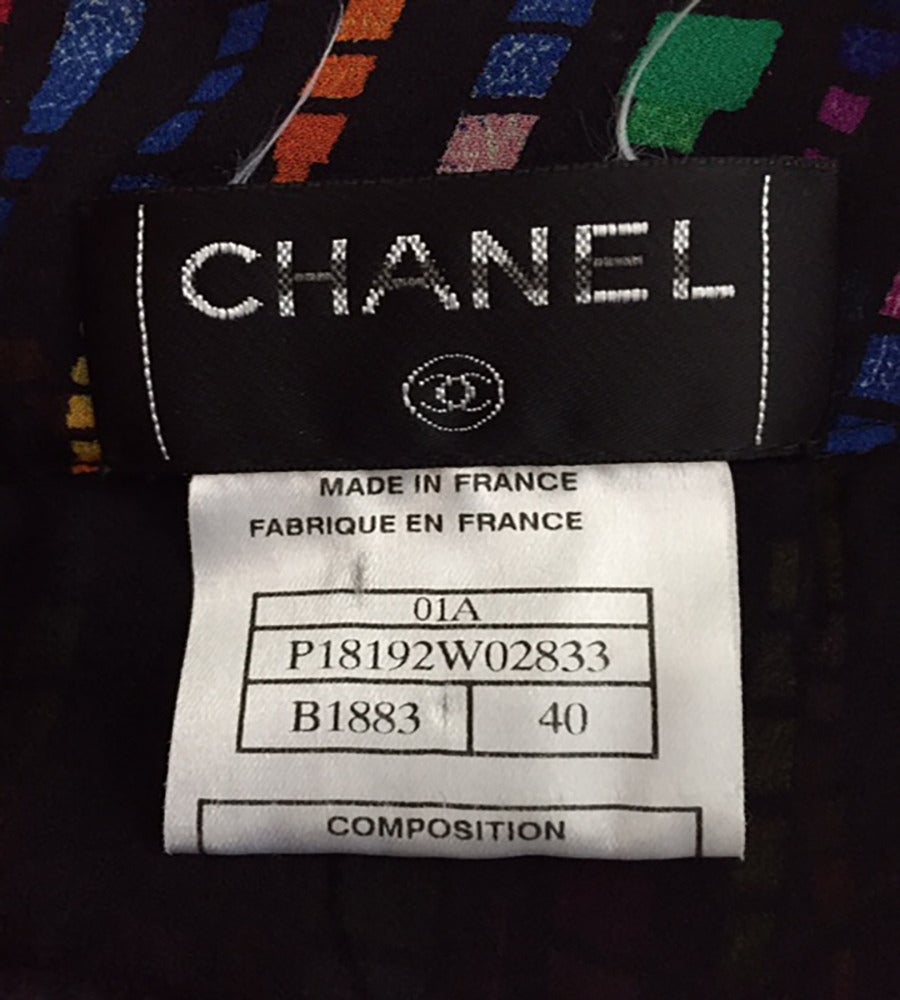 CHANEL Neon Print Silk Chiffon Skirt For Sale 5