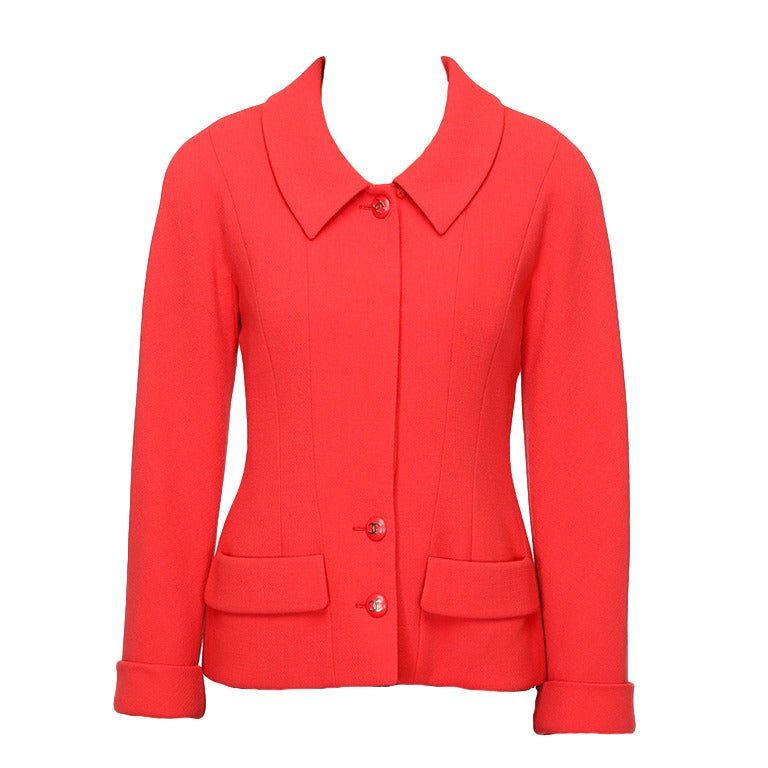 Chanel Coral Crepe Jacket For Sale