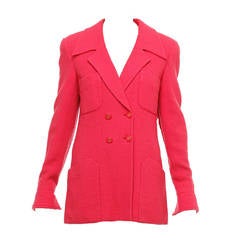 Chanel Double Breasted Jacket in Fuschia Tweed