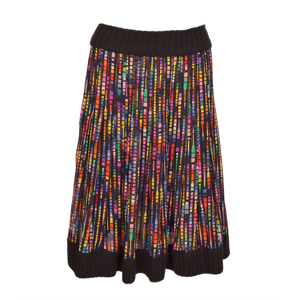 CHANEL Neon Print Silk Chiffon Skirt For Sale