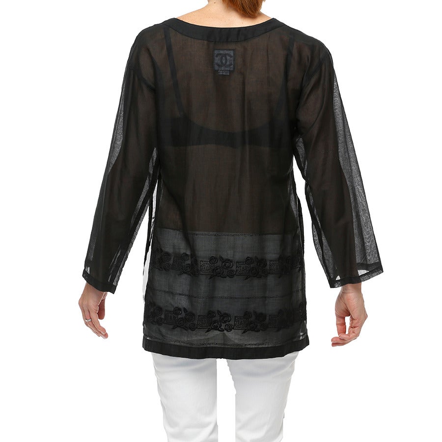 Chanel Black Embroidered Tunic For Sale 3