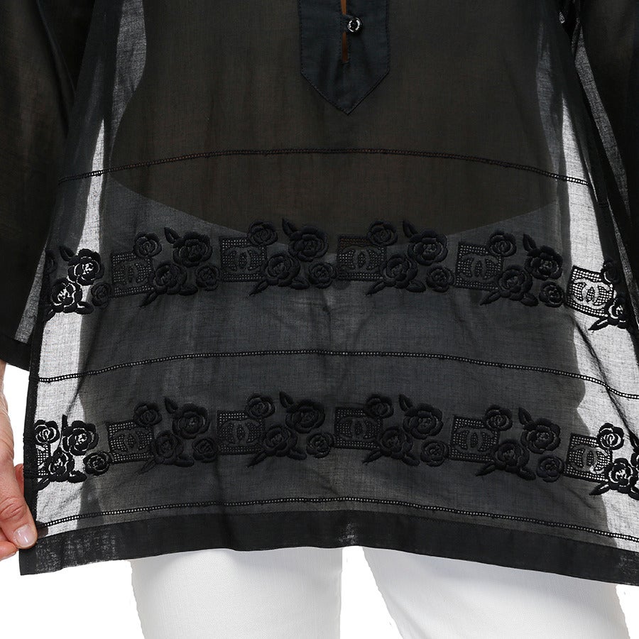 Chanel Black Embroidered Tunic For Sale 1