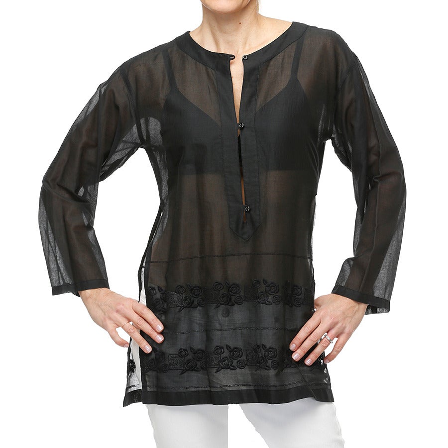 Women's Chanel Black Embroidered Tunic For Sale