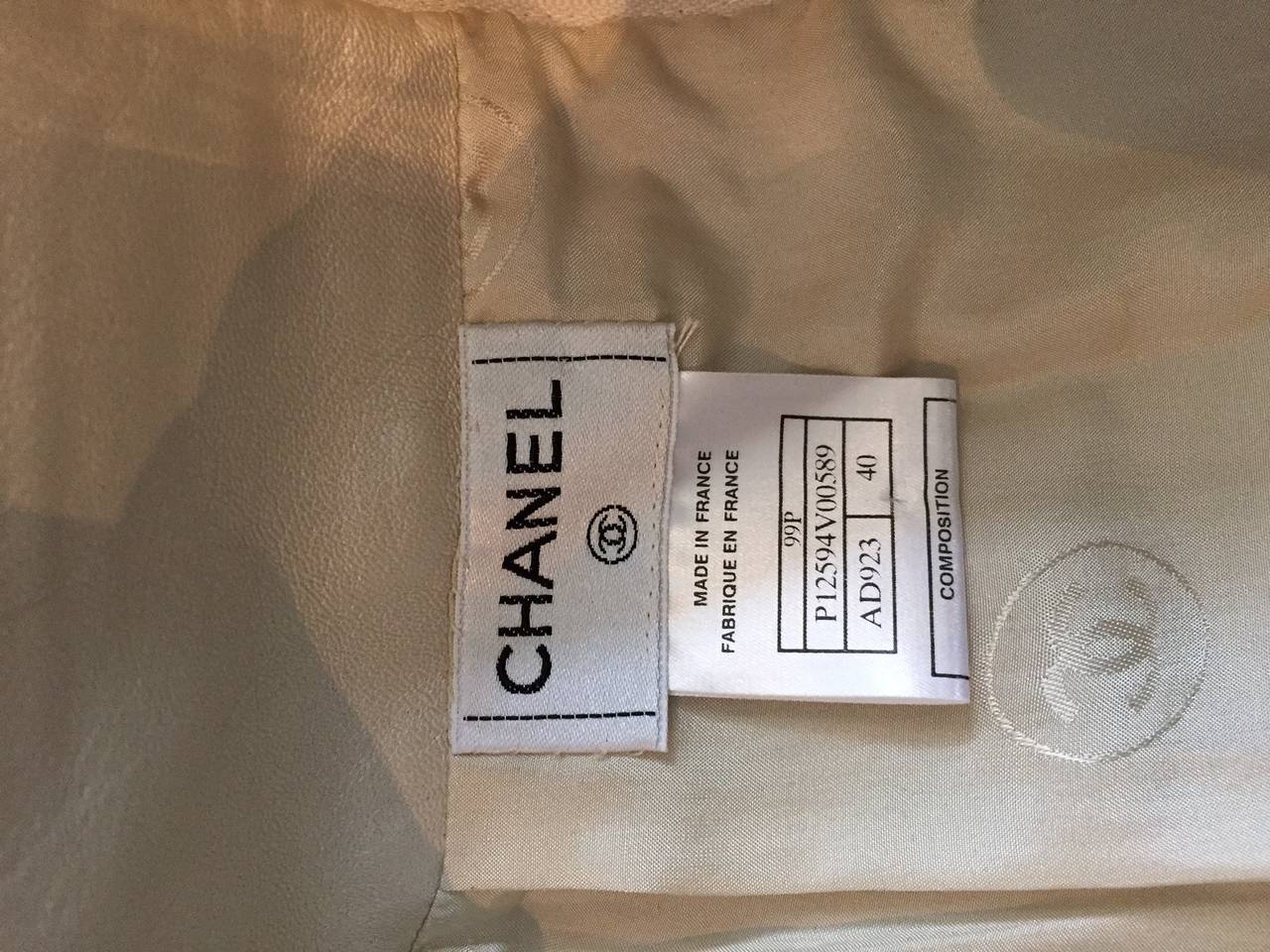Chanel Metallic Ivory Long Leather Skirt For Sale 4