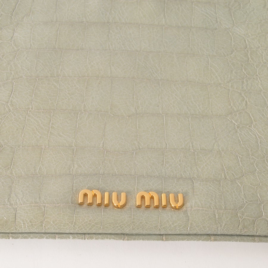 Miu Miu Croc-Effect Seafoam Green Clutch