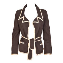 Chanel Iconic Navy with Cream Silk Knit Jacket