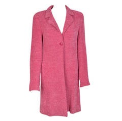 Vintage Chanel Fuschia Coat with Printed Silk Lining