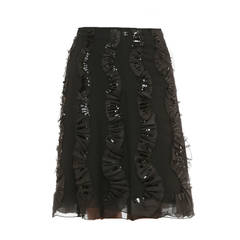 Chanel Black Silk Chiffon Cocktail Skirt