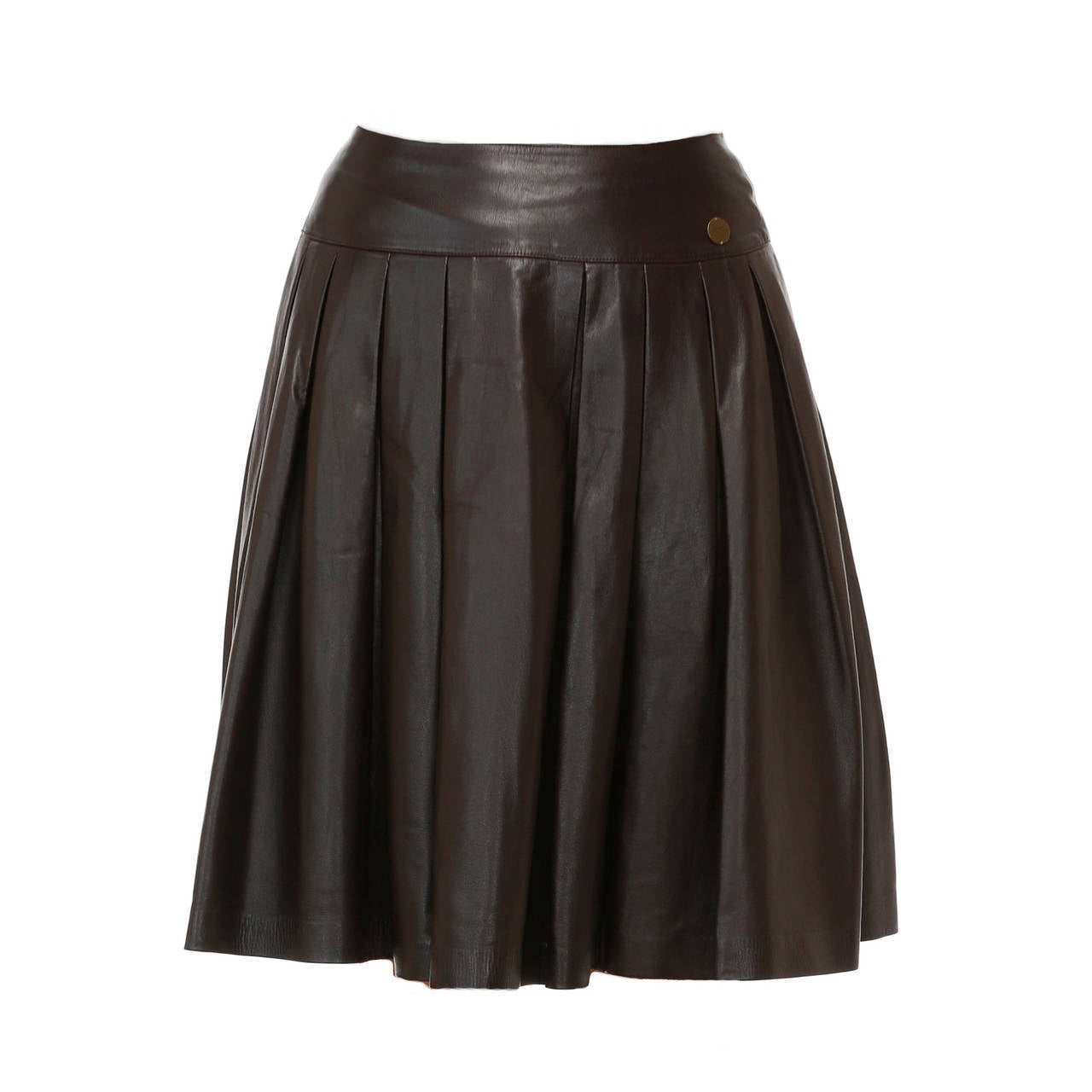 Chanel Lambskin Leather Pleated Skirt For Sale