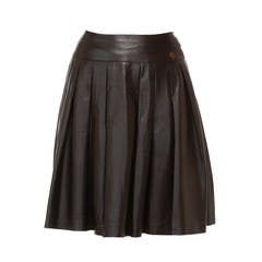 Chanel Lambskin Leather Pleated Skirt