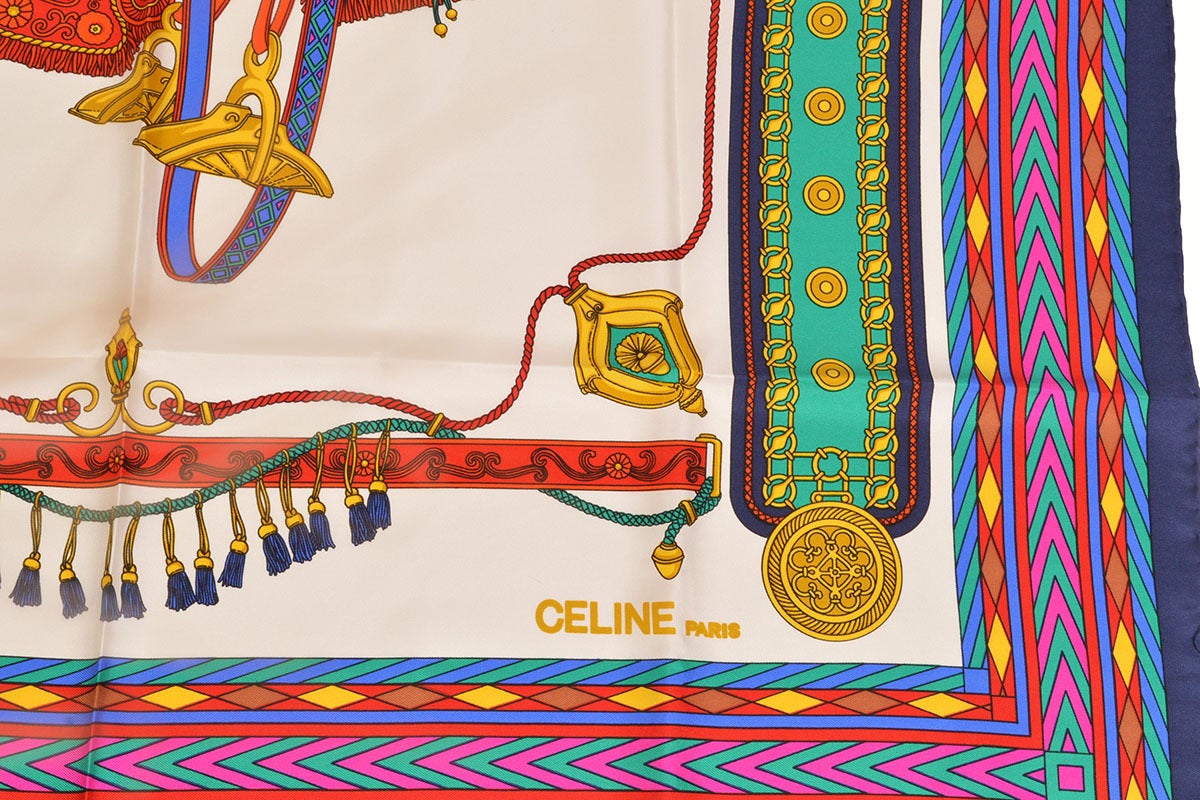 Celine Equestrian Silk Scarf For Sale 2