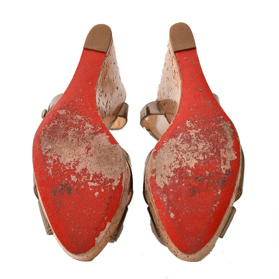 Christian Louboutin Marina Liege Metallic Wedge Sandals 3