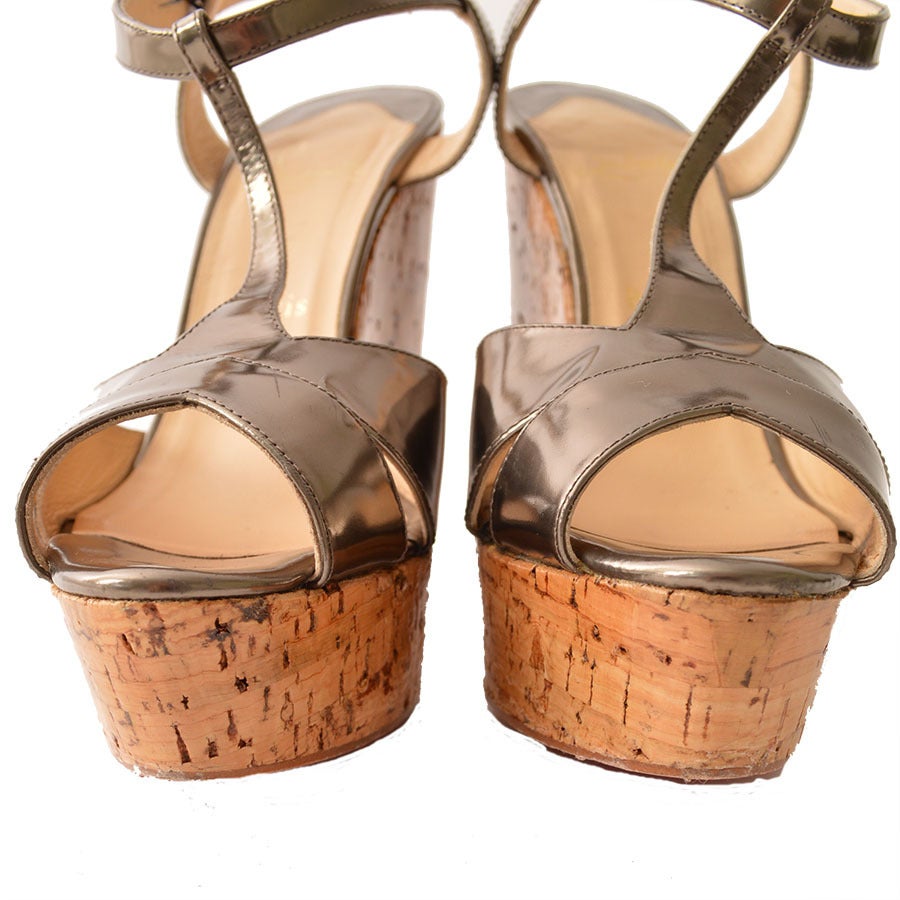 Christian Louboutin Marina Liege Metallic Wedge Sandals 1