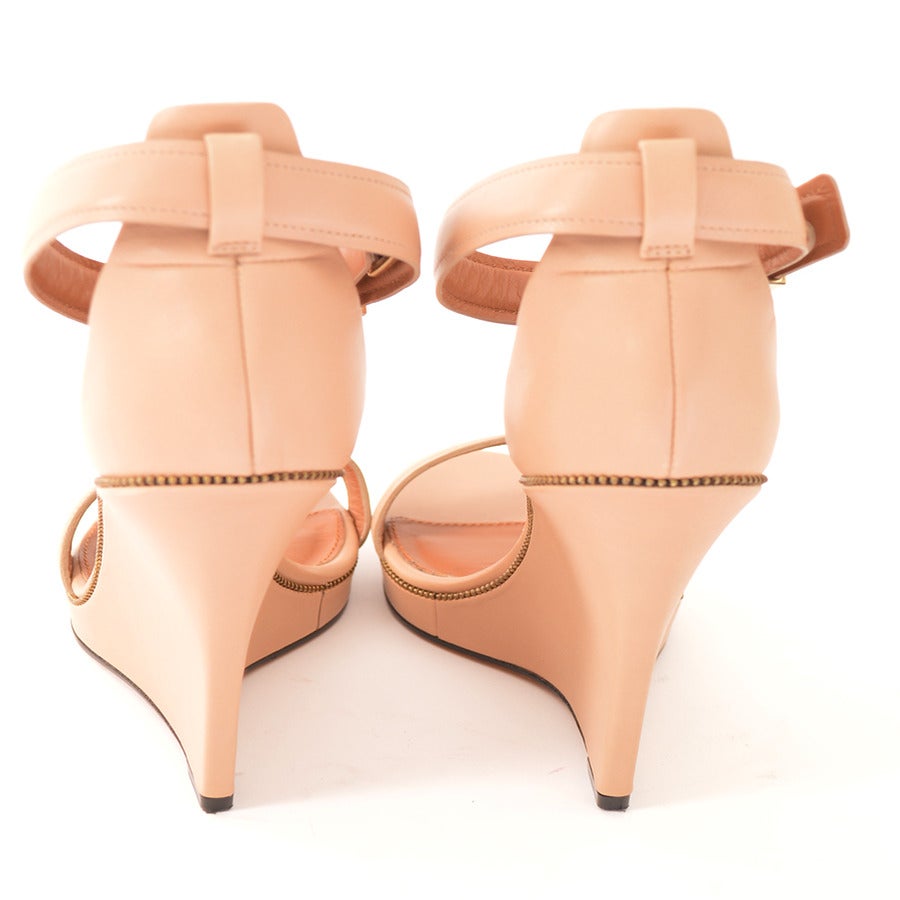 Givenchy Beige Zipper Trim Wedge Sandal For Sale 4