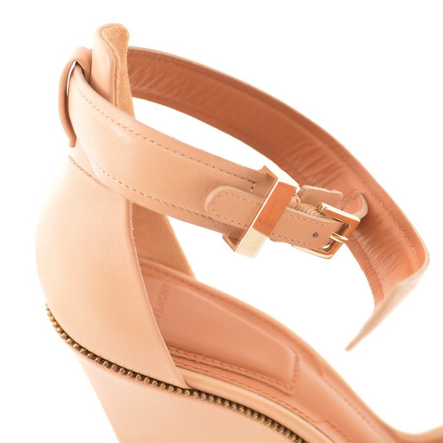 Givenchy Beige Zipper Trim Wedge Sandal For Sale 1