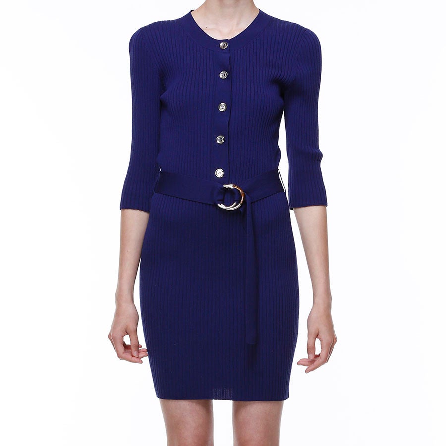 Gucci Blue Ribbed Knit Dress
