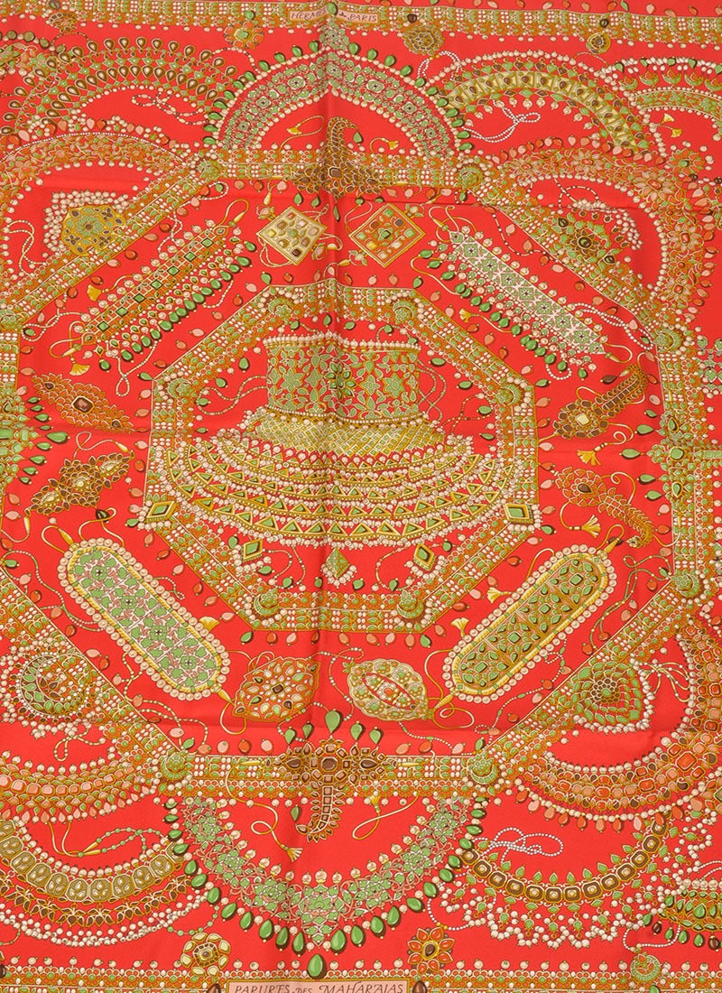 Hermes Parures Des Maharajas Silk Scarf In Excellent Condition For Sale In Toronto, Ontario