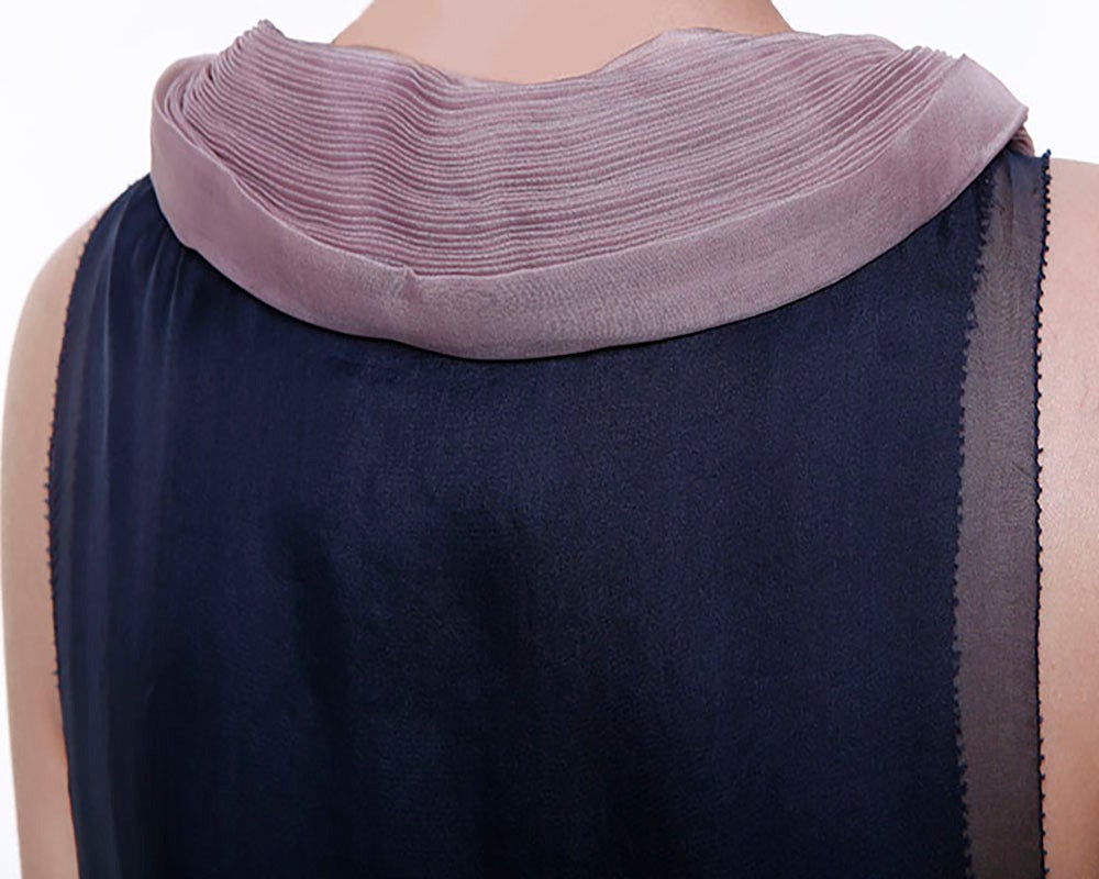 3.1 Phillip Lim Navy Blue Silk Embellished Sleeveless Top For Sale 3