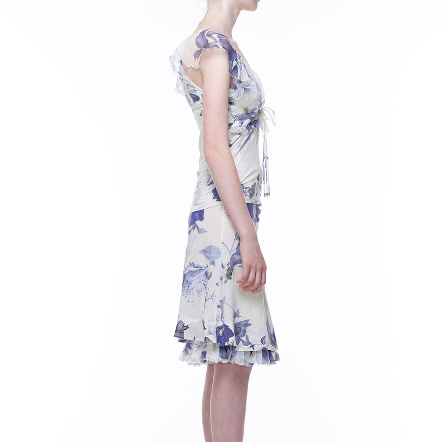 Women's Roberto Cavalli Floral Silk Skirt & Top For Sale