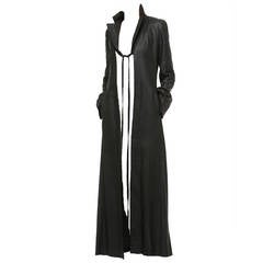 Kenzo Black Long Coat in Linen