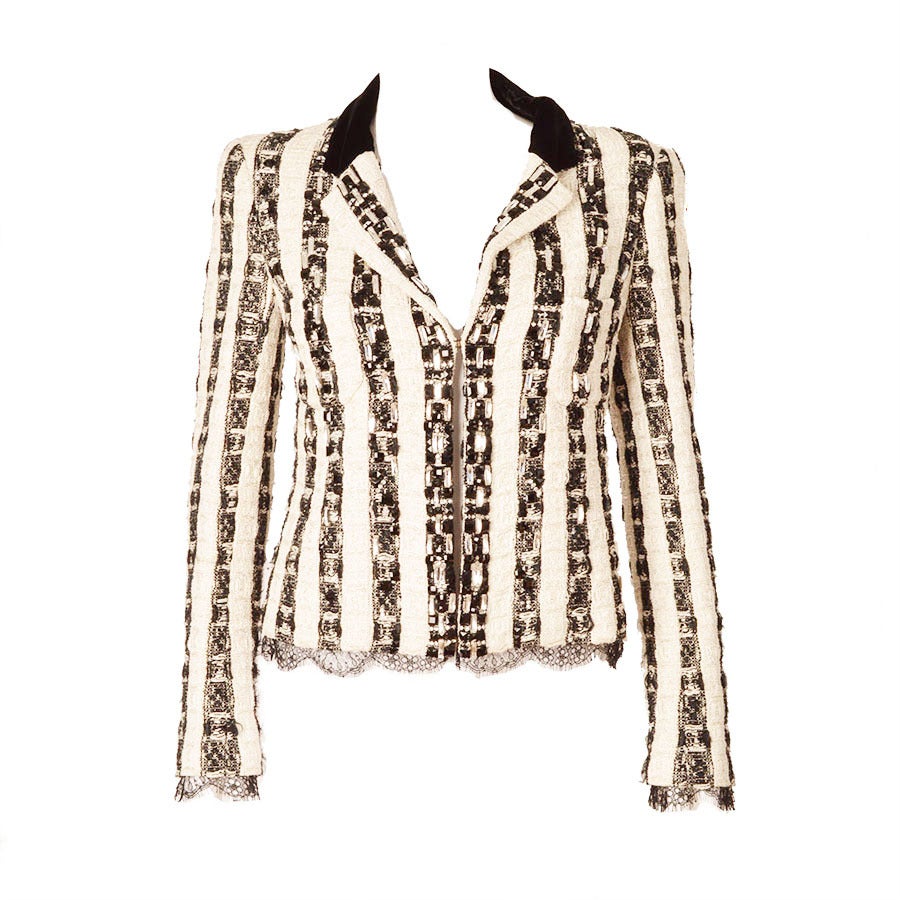 Chanel Lesage Embroidered Jacket with Swarovski Crystals For Sale