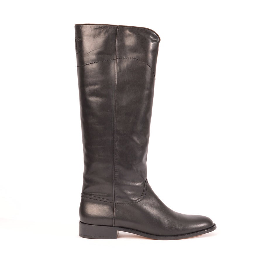 Chanel Classic Black Leather Riding Boots For Sale 4