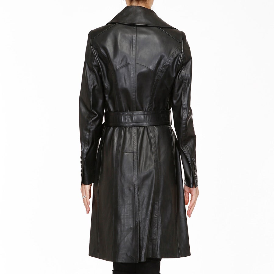 Calvin Klein Black Leather Trench Coat For Sale at 1stDibs | calvin ...