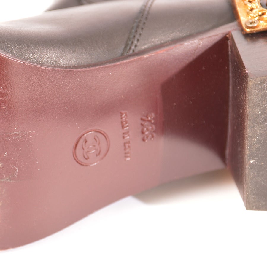 Chanel Riding Boots with Gold Gilt Jewelled Heel For Sale at 1stDibs
